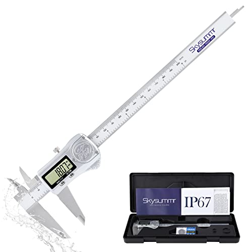 IP67 Absolute Origin Waterproof Digital Vernier Caliper Measuring Tool Stainless Steel, 0-8 inch/200mm, 0.01mm Resolution, in/mm Conversion
