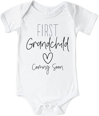 First Grandchild Coming Soon Grandma And Grandpa Baby Announcement Onesie, Cute pregnancy Announcement Gifts For Grandparents, Surprise Baby Reveal Ideas Grandma And Grandpa To Be.