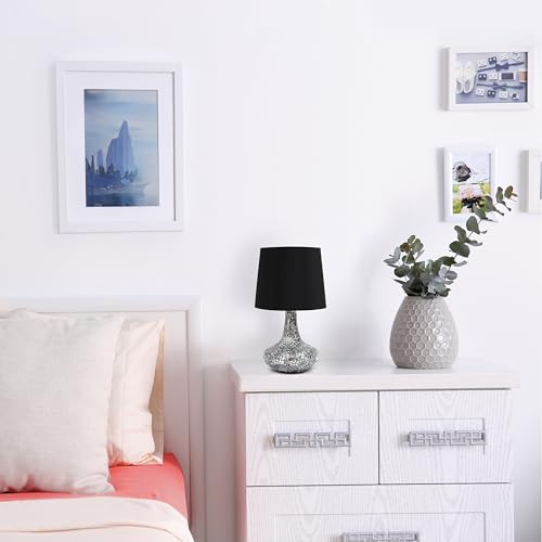 Simple Designs LT1143-BLK Colored Glass Fusion Montage Table Lamp and Matching Faux Silk Shade for Entryway, Living Room, Hallway, Bedroom, Office, Black by Simple Designs - Image 2
