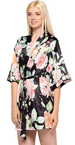 Image of Turquaz Women's Silky Satin Kimono Robes for Bridesmaids, Bride, Short Loungewear, Lingerie Dressing Gown Silk Like VS Robe