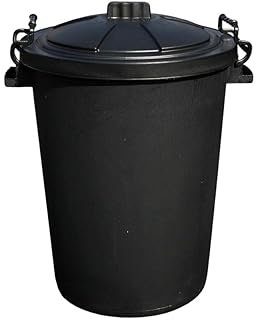 Neat. Garden Bin 50L – Heavy Duty Plastic Dustbin with Clip Lock Lid, Bright Coloured Indoor & Outdoor Rubbish Bin, 50L Litre Waste Container, Versatile Trash Can for Home, Black, Pack of 1