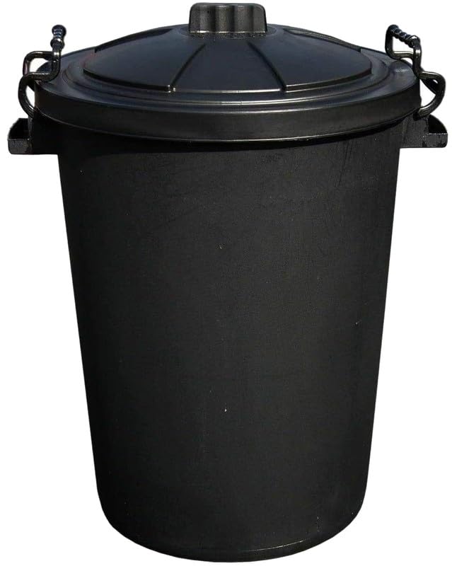 Neat. Garden Bin 50L Heavy Duty Plastic Dustbin with Clip Lock Lid Bright Coloured Indoor & Outdoor Rubbish Bin 50L Litre Waste Container Versatile Trash Can for Home Black Pack of 1