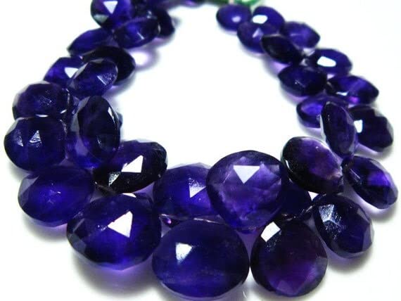 Amethyst Faceted heart Briolettes 8-12mm fil de 7 pouces pour enfilage et perles de joaillerie