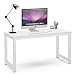 Tribesigns Computer Desk, 55 inch Large Office Desk Computer Table Study Writing Desk for Home Office, White + White Leg