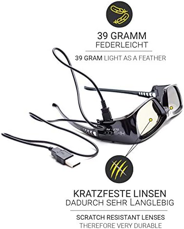 Hi-SHOCK DLP Pro 7G Black Diamond | DLP Link 3D glasses compatible for DLP 3D projectors from Acer, BenQ, Viewsonic, Optoma, LG [shutter glasses | 96-200 Hz - rechargeable | DLP Link]