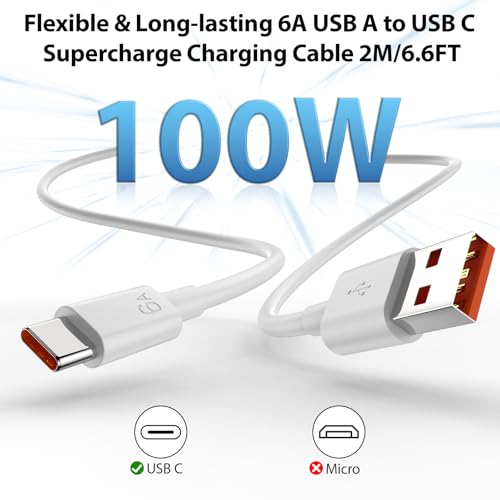 6A USB C Charger Cable SuperCharge for Honor X6c 2m 100W Type C Cable Fast Charging USB A to C Data Lead Charging Cord for Honor 400 200 Lite/Smart/Pro Magic6 7 Lite V5 90 X6b X7c X8c X9d Pad X9 9 X8a - Image 4