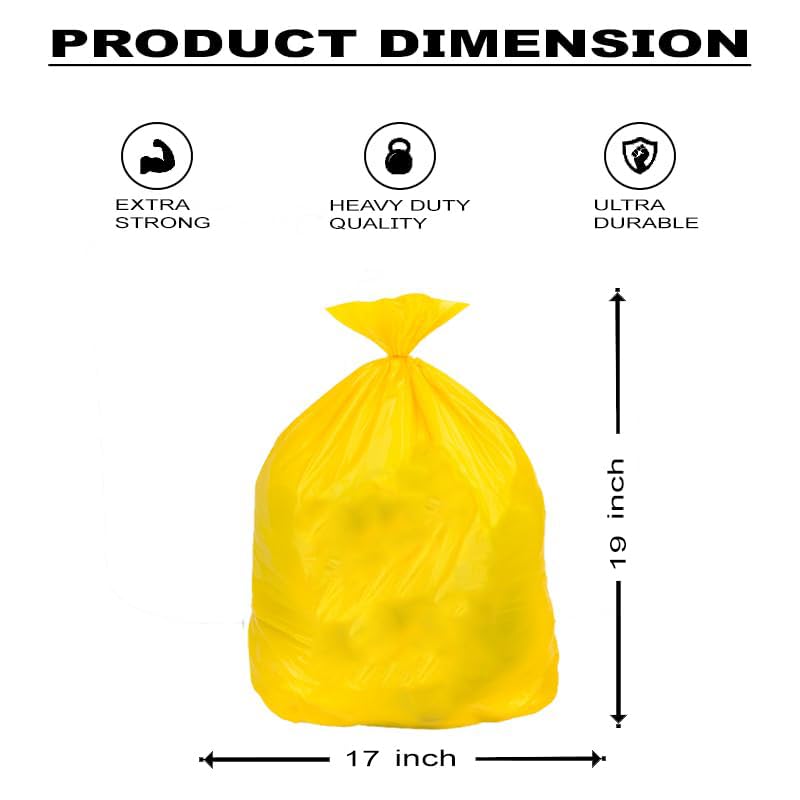 Image of ELLA Yellow Garbage Bags 17 x 19 Inches 3 Rolls 90 Bags Small Size Tear Resistant for Daily Waste in Home Kitchen Bathroom Office and Car Dustbins With Check Duster Cloth Free