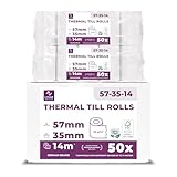 Ec-Cash Thermorollen 57mm x 14m x 12mm - Kassenrollen - Thermopapier - Bonrollen für Bankomat und Kredit-Kartenlesegeräte (EC-Cash - 57x35x12-14 Meter - 50 Rollen)