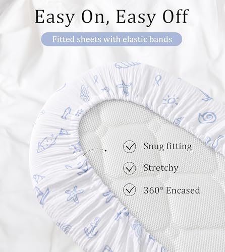 Image of TADO MUSLIN Organic Cotton Muslin Bassinet Sheets, 2 Pack - Soft, Breathable, Universal Fit for Oval, Rectangle & Hourglass Mattresses, Machine Washable, Neutral Colors for Baby Boys & Girls