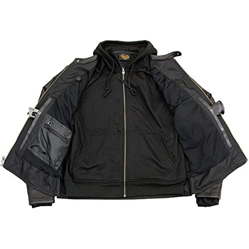 Image of Milwaukee Leather Men's Premium Leather Motorcycle Riders Vented Jacket with Removable Hoody Liner