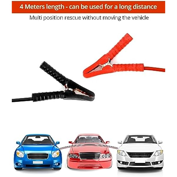 QWORK 4 Meter 2000A Стартовые провода для автомобильного аккумулятора с сумкой для хранения