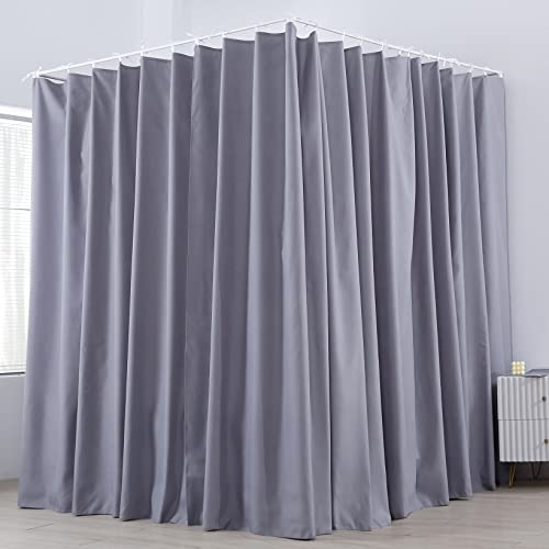 Mengersi Gray Canopy Bed Curtains California King Size,Bed Curtains For Adults Girls Bedroom Decoration Lightproof Windproof #TOP2