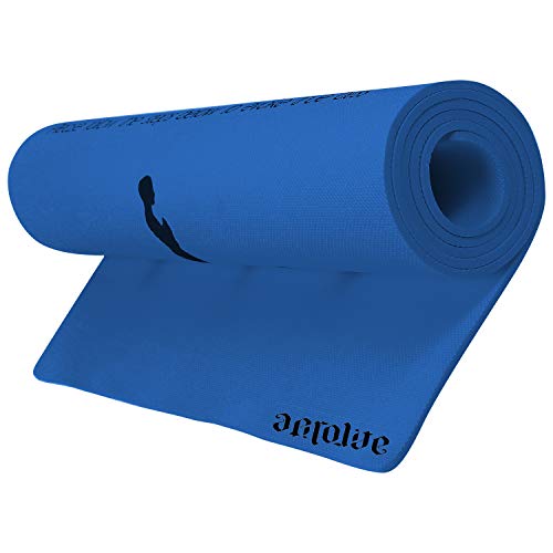 Image of AEROLITE Printed Yoga mat Extra Long Extra Wide /Fitness Mat with Sun Salutation (10mm, Ocean Blue)