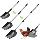 EXPAWLORER Long Handle Cat Litter Scoop - Non-Stick Metal Litter Scooper for Litter Box, Detachable Fast Sifting Shovel, Chicken Poop Scooper