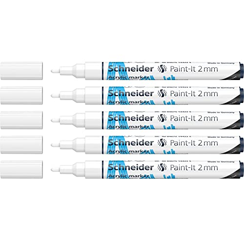 Crayons acryliques Schneider Paint-It 120149 blanc pour peinture sur pierre, toile et bois 2 mm