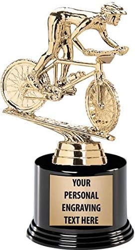 Crown Awards Mountain Bike Trophies with Custom Engraving, 7.25" Personalized Mountain Biking Trophy On Deluxe Round Base Prime