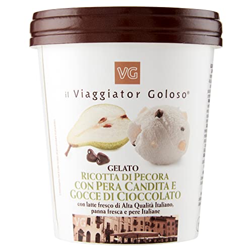 Il Viaggiator Goloso Gelato Ricotta di Pecora con Pera Candita e Gocce di Cioccolato, 310g (Surgelato)