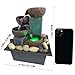 Small Indoor Relaxation Tabletop Fountain, Zen Meditation Waterfall Feature with Color LED Light & Natural Rocks, 4 Level Desk Waterfall for Home Office Bedroom Living Room Decoration (Style 1)