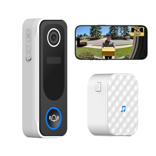 Delitech Smart Wireless Video Doorbell 2k | Rechargeable Battery | Up to 6 Months* | Real-Time Notification | See & Talk to Visitor on Video Call |...