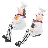 NUOBESTY Figuras de Chef de Resina 2 Piezas para Decoración de Cocina y Escritorio, Estatua Artesanal de Personajes, Figuras de Chef de Dibujos Animados, Decoración Hogar y Oficina