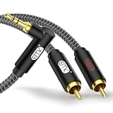 EMK Cavo RCA angolo rettangolare 3,5 mm a 2RCA cavi audio AUX a 90 gradi