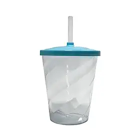 Kit 15 Copo Twister Cristal Em Acrílico Com Tampa Colorida Canudo 300ml Lembrancinha De Festa (Azul Bebê)