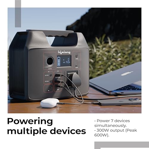 Image of Lifelong 256Wh LiFePO4 Portable Power Station - 10-Year Battery Life, 230V 50Hz, Power 6 Appliances at Once, Fast Charging, Home & Outdoor Use
