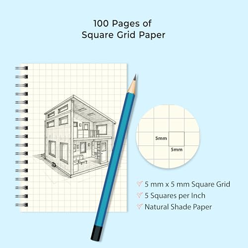 Image of PaperO A6 Square Grid Notebook Pack of 3 | 100 GSM Natural Shade Paper | 5mm Graph Pages | 100 Pages | 4.1 x 5.8 Inch Compact Size | Acid-Free Paper | Durable Binding | Transparent Cover | Ideal for Notes, Math & Sketching