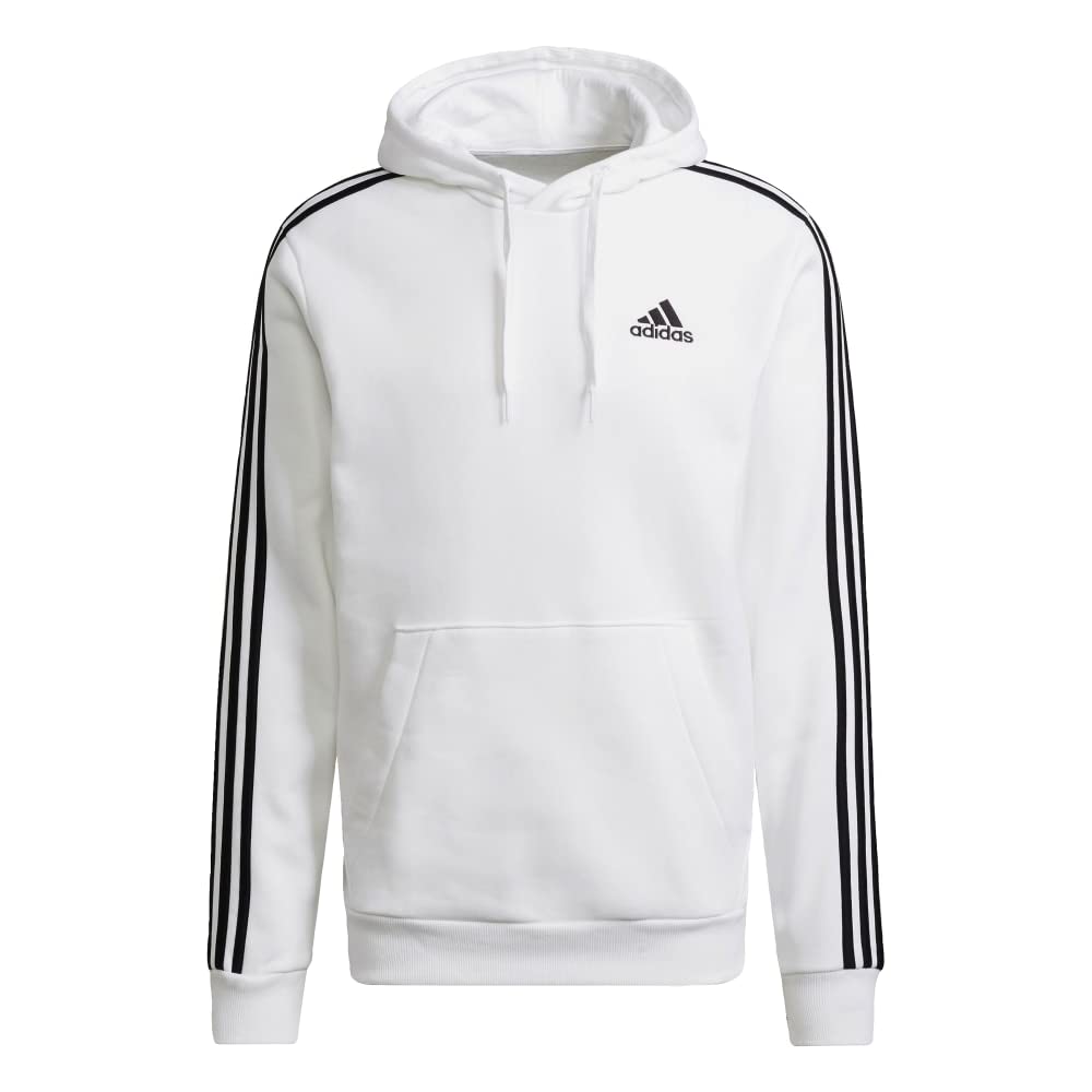 adidasMens Essentials Fleece Striped Hoodie Training Casual Outerwear Casual - Grey