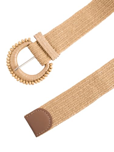 Verdusa Women's Round Buckle Straw Belts Boho Braided Waist Belt2