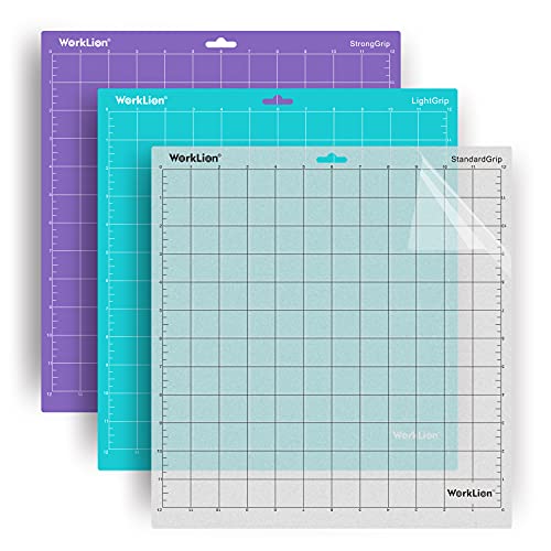 WORKLION Cutting-Mat 12x12 for Silhouette Cameo: (3 Mats - StandardGrip, LightGrip, StrongGrip) Variety Adhesive Sticky Durable Non-Slip Craft Replacement Mats for Silhouette Cameo 4 3 2 1