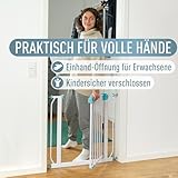 IB STYLE Türschutzgitter Berrin 150-160 cm, Treppengitter für Babys, Treppenschutzgitter ohne Bohren, Türgitter zum Klemmen, Kindergitter, Weiß Türkis