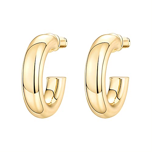 PAVOI 14K Gold Colored Extra Chunky 6.5mm Lightweight Open Hoops | Gold Hoop Earrings for Women3