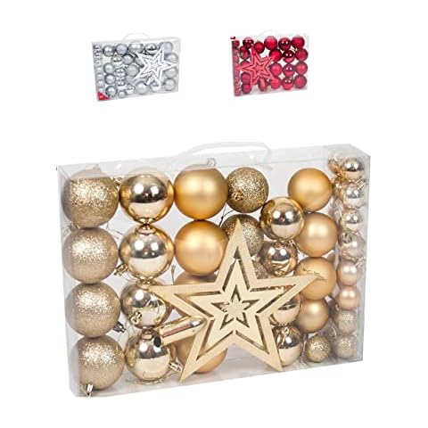 Conjunto 40 Bolas de Navidad + 1 Estrella Grande Dorado Cover