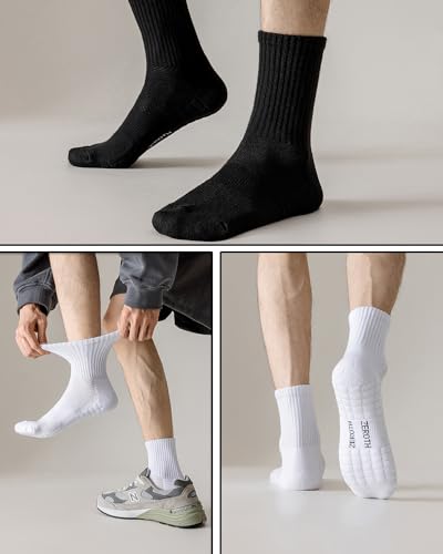 Men Cushion Crew Socks 6 Pairs Ankle Athletic Running Socks Cotton Breathable Sport Wicking Work House Socks 6-123