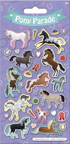 Pony Parade Sparkly Reusable Craft Stickers | Perfect for Craft Activities for Children and Adults | Reusable on Non-Porous Surfaces