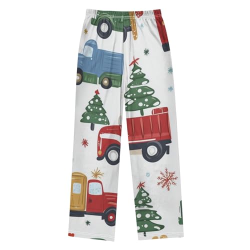 ZZXXB Xmas Truck and Tree Boys Long Pants Soft Trousers Elastic Waist Kids Lounge Bottoms with Pockets S-XL2