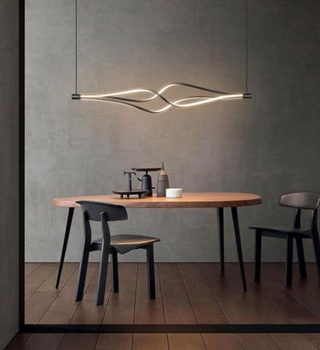 Lampe suspendue avec télécommande noire réglable pour éclairage de bureau moderne