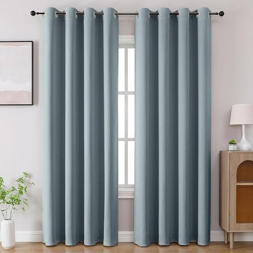 Image of Cortina 80-90% Blackout Solid Window Curtains 6 Feet Set of 2 - Thermal Insulated | Curtain for Living Room | Drapes for Bedroom | (6 Feet, Denim Blue)