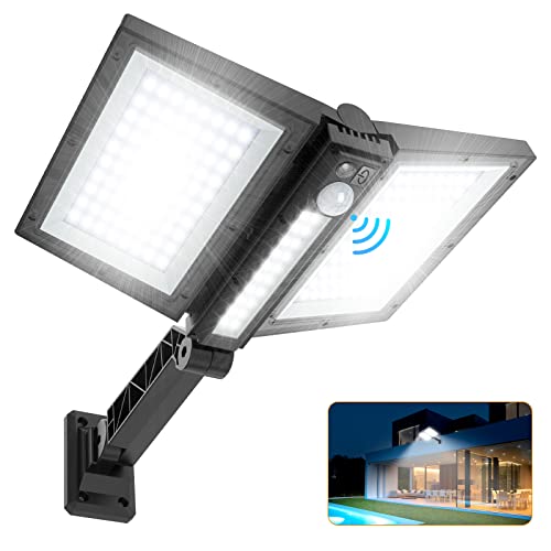 Ropelux Solar Lights Outdoor, Motion Sensor Outdoor Lights Double Big Solar Panels 82 Sq.inch, Ip65 Waterproof And 3 Modes(Security/Always On/Auto-Dim), 180Leds High Brightness Wider Illuminated Area. #TOP10