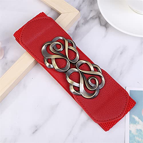 Women Elastic Wide Waist Belt with Vintage Buckle Retro Stretch Cinch Belt for Ladies Dress4