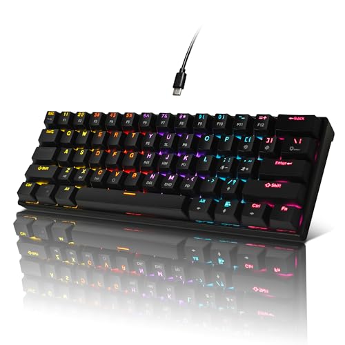 Bangsanth Mechanical Keyboard, 60% Mechanical Gaming Keyboard with Blue Switches and Dynamic 26-Mode RGB Backlight - Plug and Play, 61-Key, Anti-Ghosting, for PC, Windows, Mac, Gamer, Office, Typists