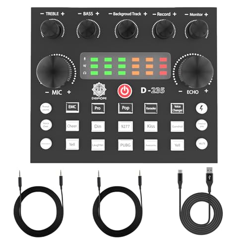 Image of DIGIMORE Audio Mixer | Live Sound Card | Audio Interface with DJ Mixer Effects and Voice Changer, Podcast Production Studio Equipment, Prefect for Streaming Singing Gaming (D-235)
