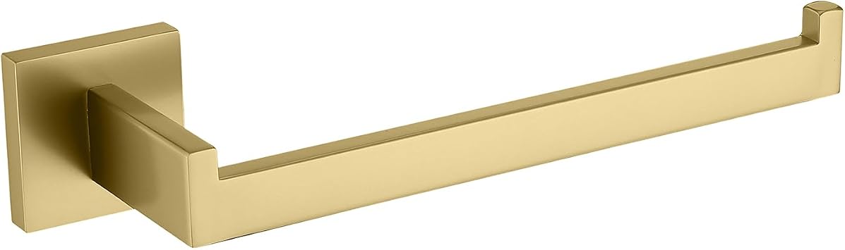 TASTOS Premium Stainless Steel Hand Towel Holder Square Hand Towel Ring Heavy Duty Wall Mounted Modern Hand Towel Bar for Bathroom Kitchen Matte Black Brushed Gold