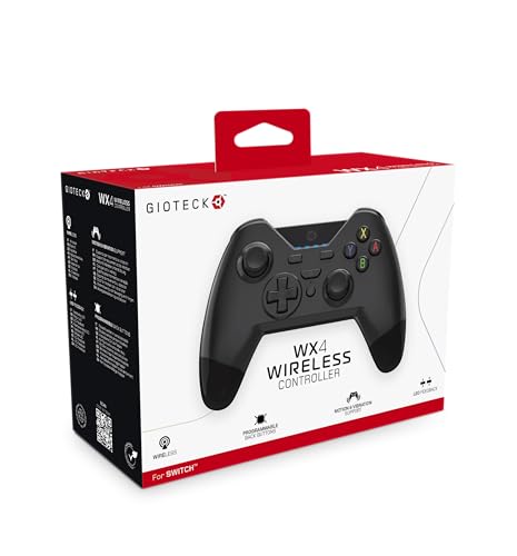 Gioteck - Mando inalambrico Bluetooth con botones programables de color negro WX-4 para Nintendo Switch y PC (Nintendo Switch)