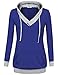 Thin Hoodie,Timeson Women's 2 in 1 Style V-Neck Long Sleeve Pullover Hoodies with Kangaroo Pocket Royal Blue Medium