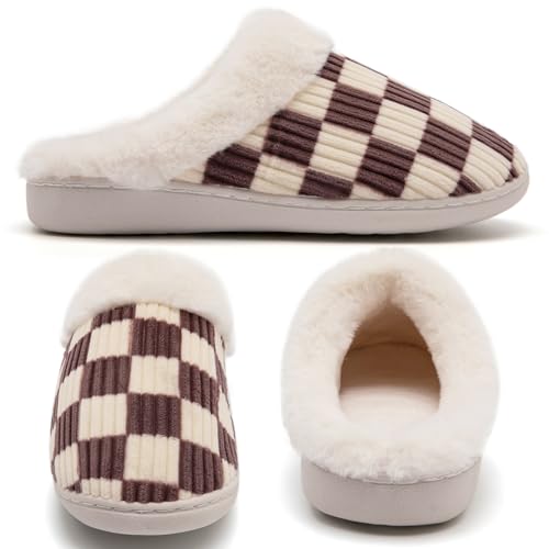 Image of Guyarns House Slippers for Women & Men - Fuzzy, Casual Indoor /Outdoor Shoes with Memory Foam & Faux Fur Lining