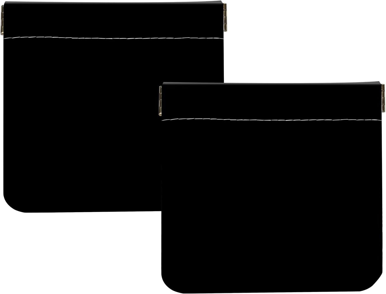 2Pcs PU Leather Small Squeeze Coin Purse Pouch Mini coin Bag Unique And Cute Wallet Cosmetic Bags Change Bag For Women Girls Men （Black