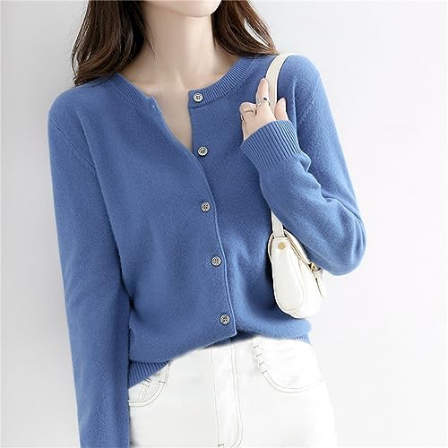 Womens Elegantes Cashmere Cardigans Fall 2025 Lightweight Soft Long Sleeve Clothes Crew Neck Botton Kintted Sweater2