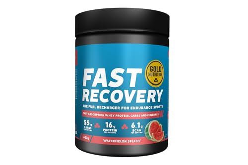 GoldNutrition, Fast Recovery Drink, Bebida Deportiva, Recuperador Muscular con BCAA, Carbohidratos y Proteína Aisalada de Suero, Ideal para la Recuperación Muscular, Sabor Sandía, 600 g